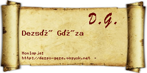 Dezső Géza névjegykártya